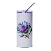 Thistle Flower Tumbler, Floral Tumbler Cup, Purple Flower Design, Botanical Gift, Unique Thistle Art, Gift for Her, Flower Lovers Gift - Tawshia